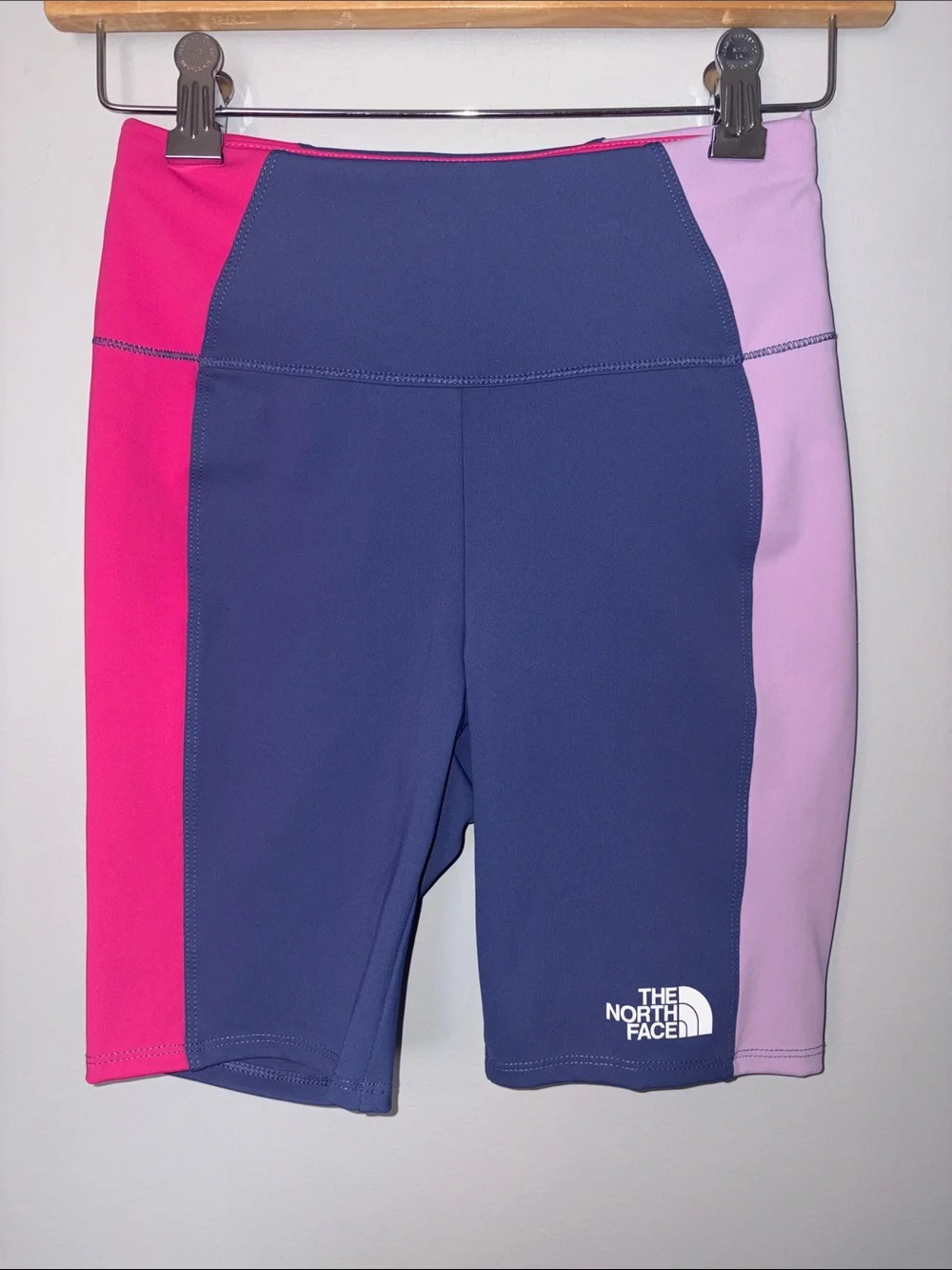 The North Face Colorblock Kids Bike Shorts in Navy, Hot Pink & Lavender Youth L